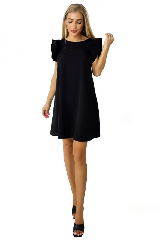 Rochie larga Azzuro, cu umeri bufanti si croiala in A, Negru, Marime universala S/M/L