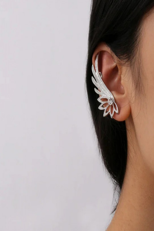 Cercel tip ear cuff Hawaian, argintiu pentru urechea stanga