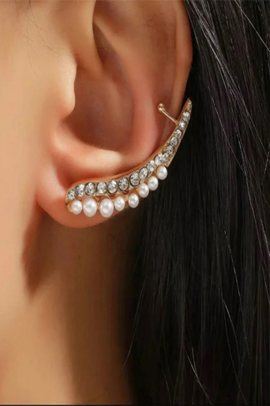 Cercel ear cuff pe toata urechea, Royal Pebbles&Pearl auriu/ argintiu pentru urechea dreapta
