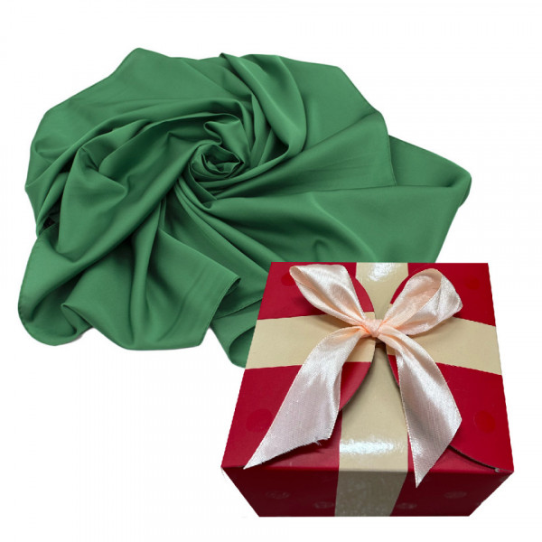 Esarfa scurta de dama, din matase satinata, in cutie cadou, Verde, 70x70 cm