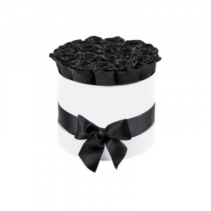 Aranjament floral Trandafiri parfumati de sapun, in cutie alba Luxury M 1