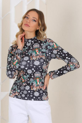 Bluza cu imprimeu de Craciun - Holly Christmas, Albastru