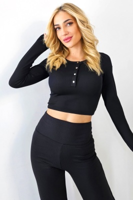 bluza neagra de dama crop