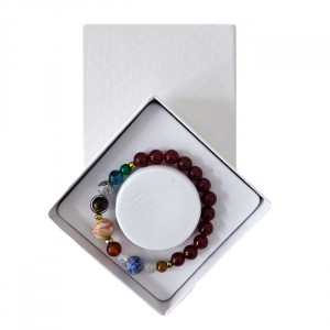 Bratara 10 Planets Carnelian, din pietre semipretioase in cutie cadou, semnificand planetele galaxiei 4