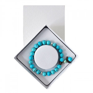 Brățară Amethyst Turquoise, din pietre semiprețioase si charm aripi de inger, in cutie cadou 4