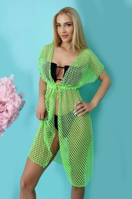 Cardigan pentru plaja Brigitte, din plasa, Verde