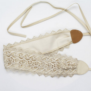 Centura corset Maya, in stil traditionat cu dantela, ivory3