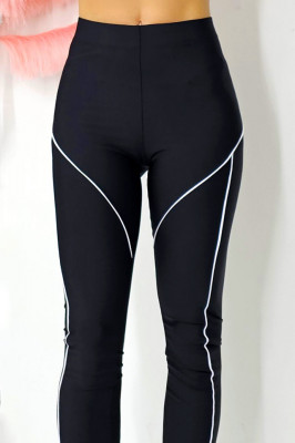 Colanti fitness Yuri, cu imprimeu grafic contrastant, Negru 3