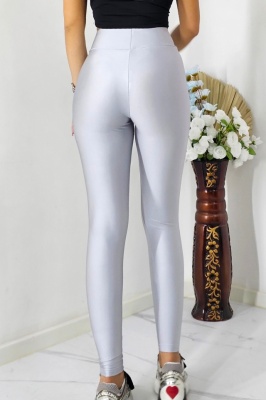 pantaloni fitness argintii
