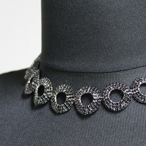 Colier Choker cu pietre semipretioase, la baza gatului, negru, CK0171