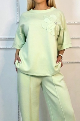 Set vernil dama confortabil pantaloni largi buzunare
