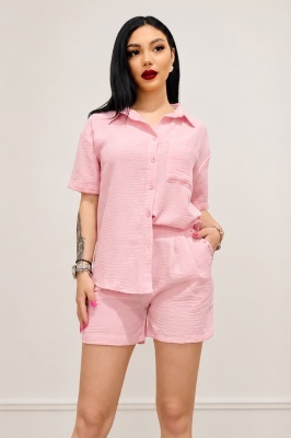 Set casual de vara KARMELL alb disponibil si in negru bleu roz detaliu