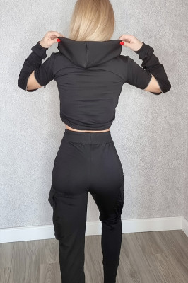 Compleu sport Fancy, pantaloni si hanorac cu gluga-spate 1