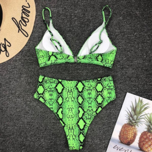 Costum de baie doua piese Crazy Print verde-spate