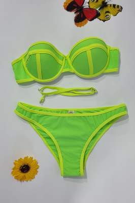 Costum de baie doua piese Sunshine verde neon-fata 1