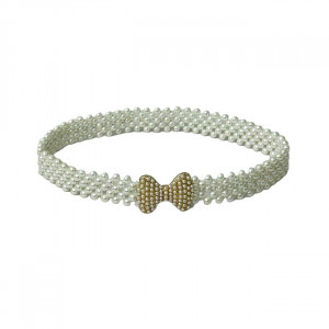 Curea elastica Pearly, catarama metalica decorativa si perle, Fundita