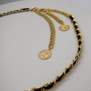 Curea metalica decorativa, cu lant reglabil, stil impletitura, Weave  2