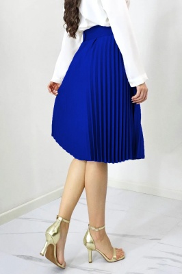Fusta plisata eleganta Carmen, curea de aceeasi culoare inclusa, Bleumarin, Marime S/M spate