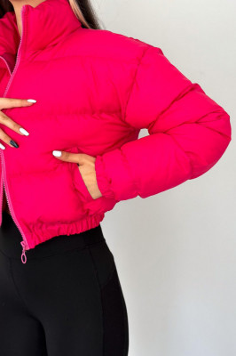 Geaca dama Puffer Barbie, model crop cu buzunare laterale, Rosu 2