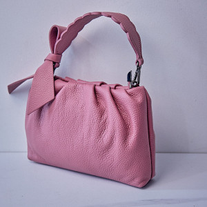 Geanta eleganta, UrbanElegance, din piele naturala cu fundita decorativa si detalii hobo, Lila 2