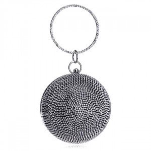 Geanta de ocazie, Shining Sphere, model rotund cu cristale artizanale, Negru 1