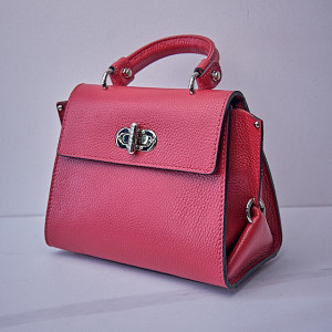 Geanta eleganta, PoshPurse, din piele naturala, de tip business si inchidere laterala, Fucsia 1