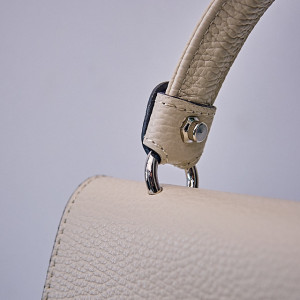 Geanta eleganta, PoshPurse, din piele naturala, de tip business si inchidere laterala, Bej 4