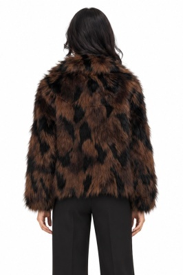 Haina animal print Ysolde din blana ecologica, cu interior satinat, MARO, Marime S/M, detaliu spate