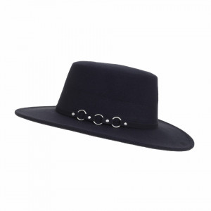 Palarie boater din stofa, Catchy, cu calota inalta si aspect uniform, Negru 4