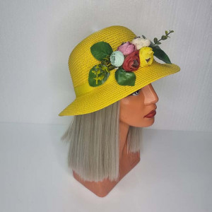 Palarie de plaja ChiClove cu flori, galben