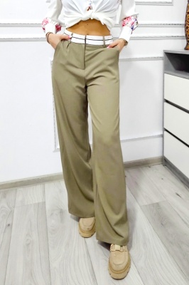 pantaloni office kaki de dama