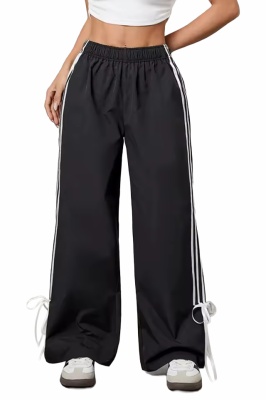 pantaloni casual dama cu funde decorative