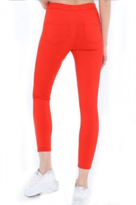 Pantaloni elastici talie medie Tina rosu-spate