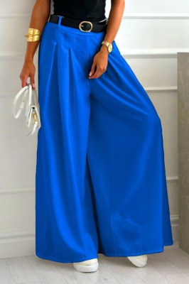 Pantaloni eleganti Ahmet, cu pense si curea inclusa, Albastru, Marime S/M/L 3
