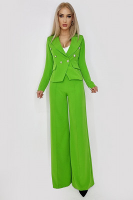 Pantaloni eleganti Belinda, evazati cu talie inalta, Verde5