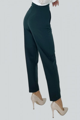 Pantaloni eleganti, ChicMe, cu talie inalta, Verde1