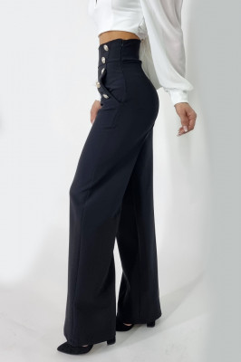 Pantaloni eleganti Palma, cu talie inalta, Negru3