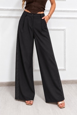 Pantaloni eleganți wide leg pentru ținute office și smart casual, negru