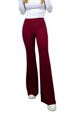 Pantaloni Politeh, evazati, cu talie inalta, Rosu inchis, Marime S/M