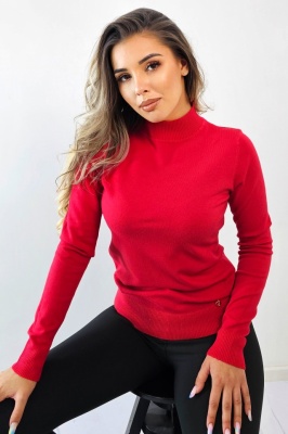 bluza groasa cu guler inalt rosu