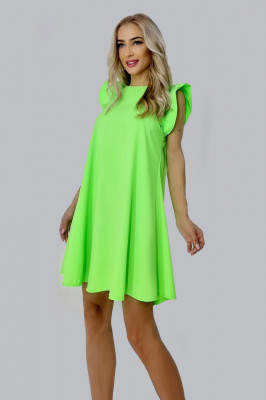 Rochie larga Azzuro, cu umeri bufanti si croiala in A, Verde deschis, Marime universala S/M/L