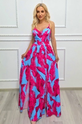 Rochie florala albastru pastel cu cupe buretate nedetasabile