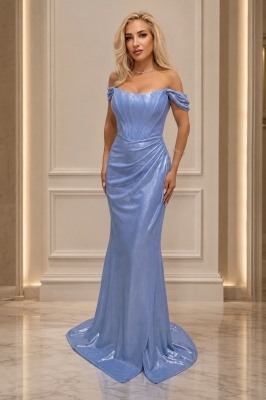 Rochie maxi cu corset, cupe buretate și material metalizat