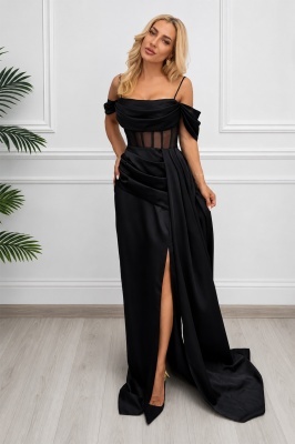 Inserție transparentă tip corset și fald lateral elegant rochie SABella