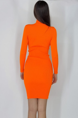 Rochie tricotata Marilem, pe gat, cu aplicatii metalic 2