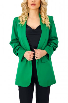 Sacou casual Adnana, cu revere rotunde si buzunare decorative, Verde deschis, Marime universala S/M 1