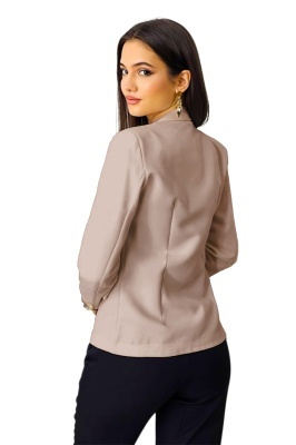 Sacou scurt Zayre, cu butoni si buzunare decorative, Crem detaliu spate