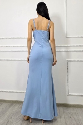 Rochie  de seara Serelya, cu dantela, detaliu spate, Baby Blue marimea M 5 bucati 