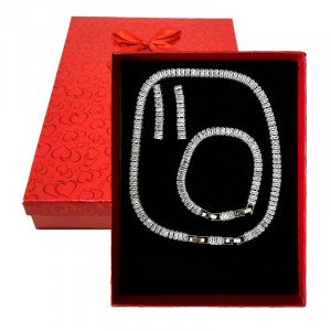 Set accesorii Magical Silver, cu cercei, colier tennis si bratara, incrustate cu pietre semipretioase, in cutie eleganta, Argintiu2