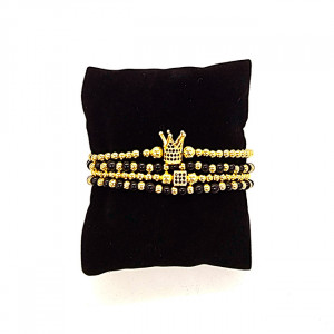 Set Royal, patru bratari unisex, cu bile din inox, si cristale zirconiu1
